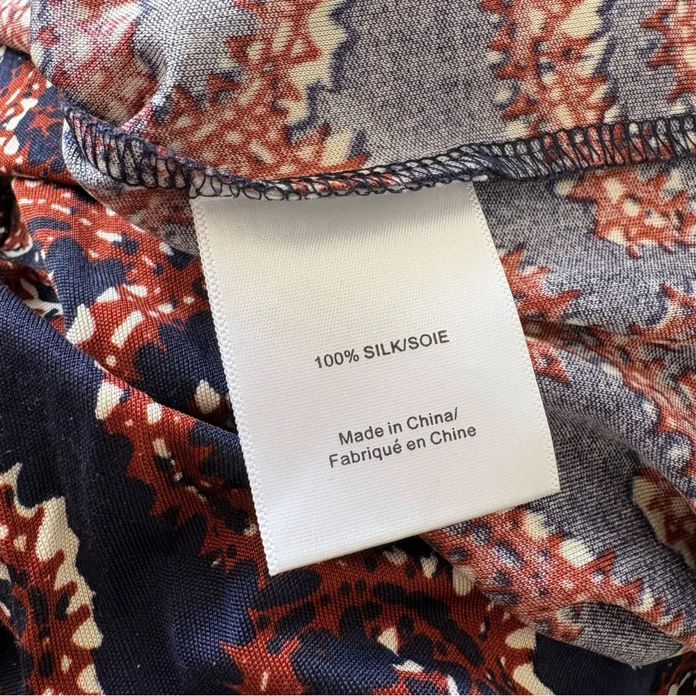 Tory Burch Nicola Navy Blue Sapello Swirl Print Silk Jersey Sash Belt Dress XS